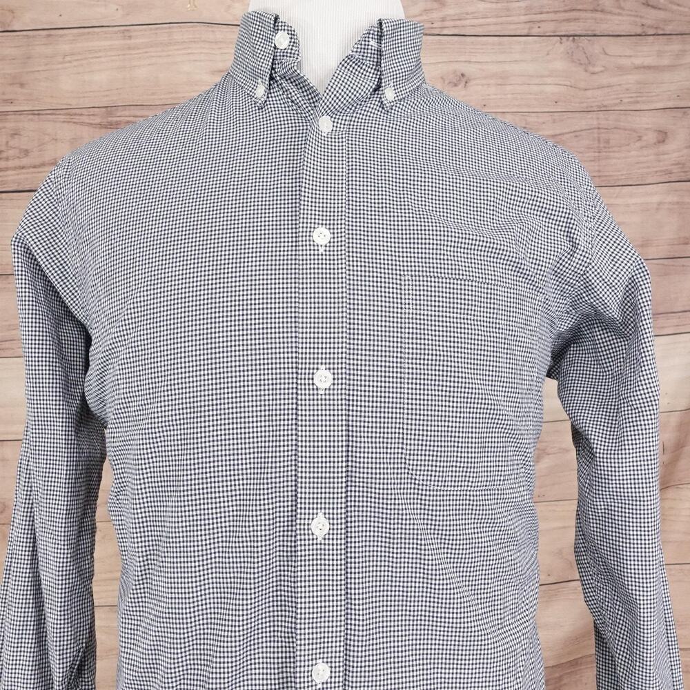 Roundtree & Yorke Trademark Shirt Mens Medium Blue Check Long Sleeve Button Down